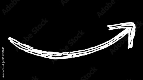 White wiggly hand drawn pointing sketch arrow icon on alpha 9