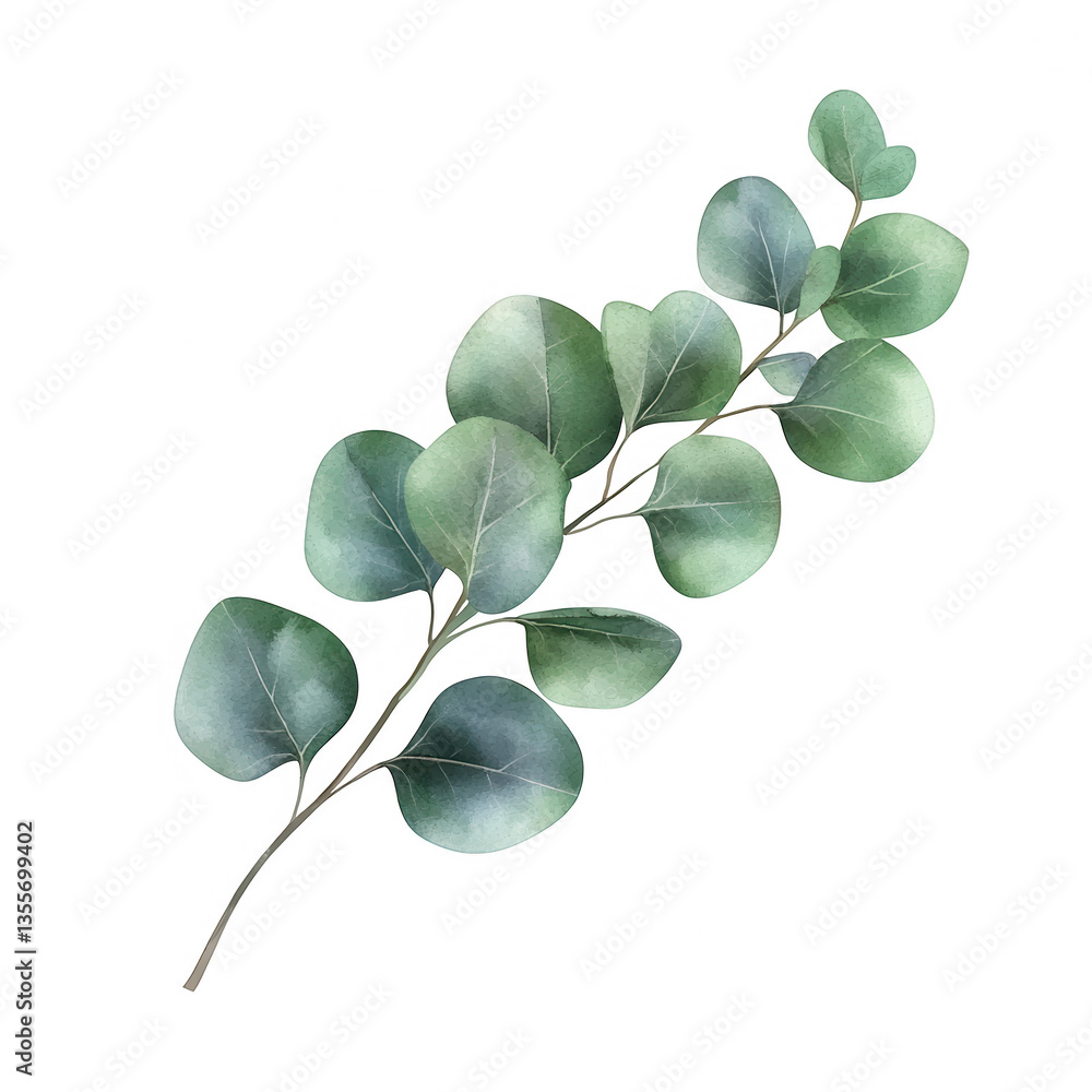 Obraz premium branch of eucalyptus leaves showcasing varying shades of green and a natural artistic style it can be used for design decoration or botanical references
