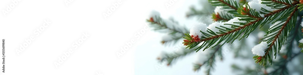 Pine tree branches on white background with snowdrifts, isolated, pine Pine tree branches on white background with snowdrifts, isolated, pine