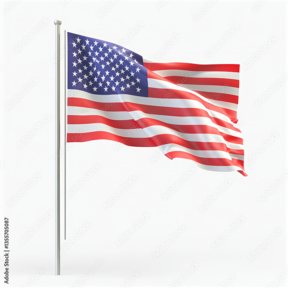 3D Icon of USA Flag, Floating in Traditional Red, White, and Blue. 3D Icon of USA Flag, Floating in Traditional Red, White, and Blue.