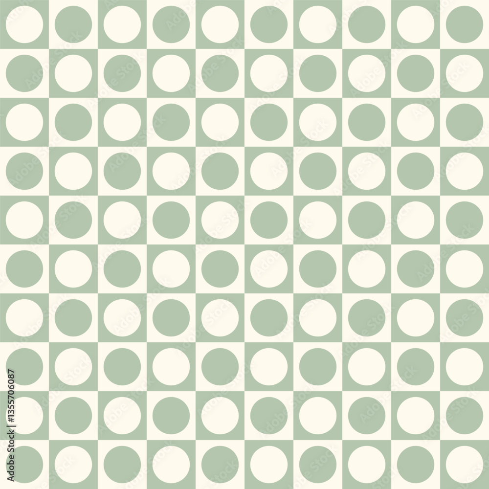 Checkered seamless pattern with geometric shapes. Groovy allover print with squares and circles. Colorful vector background in retro style. Vintage hippie aesthetic, 60s, 70s Checkered seamless pattern with geometric shapes. Groovy allover print with squares and circles. Colorful vector background in retro style. Vintage hippie aesthetic, 60s, 70s