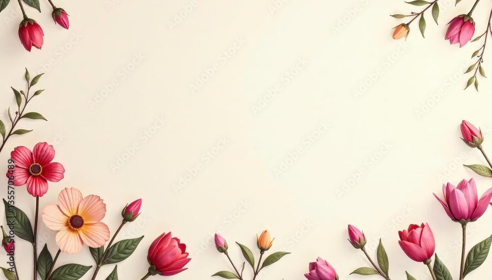 Subtle repeating floral motif on a neutral backdrop , blossom, calm, background Subtle repeating floral motif on a neutral backdrop , blossom, calm, background