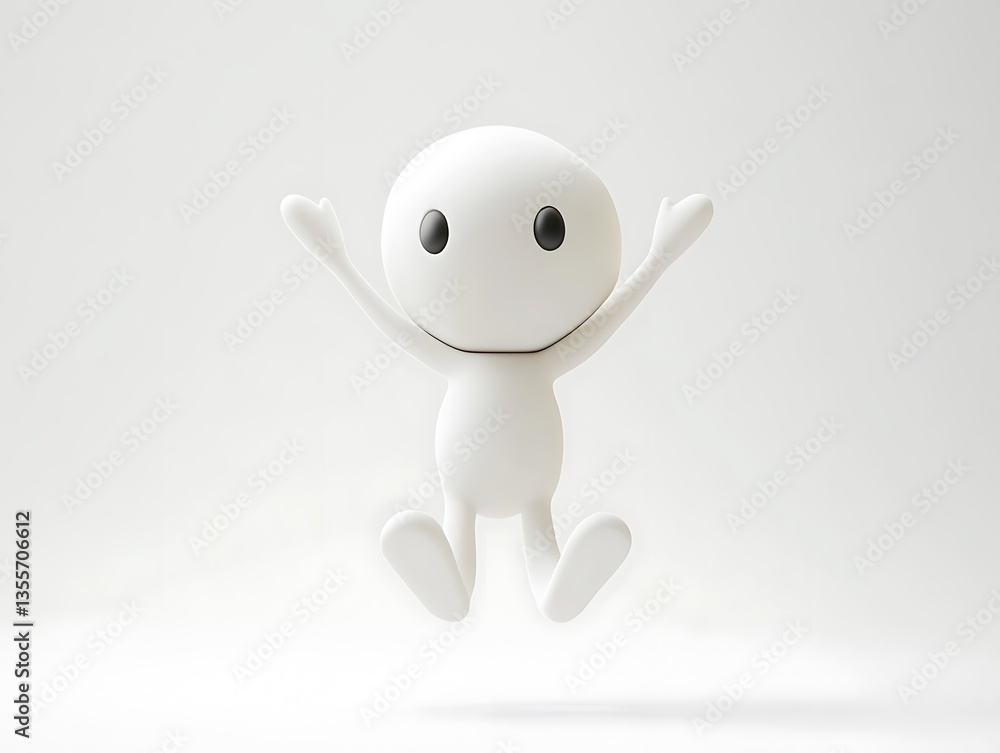 Joyful character jumping in minimalist studio setting fun concept Joyful character jumping in minimalist studio setting fun concept