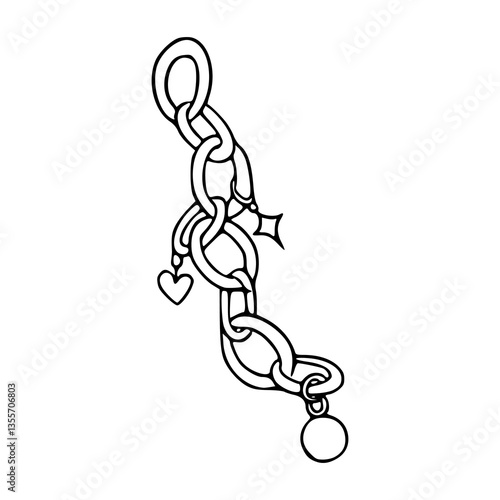 dangling charms bracelet line art
