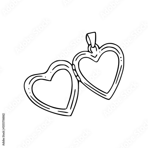 heart locket outline vector