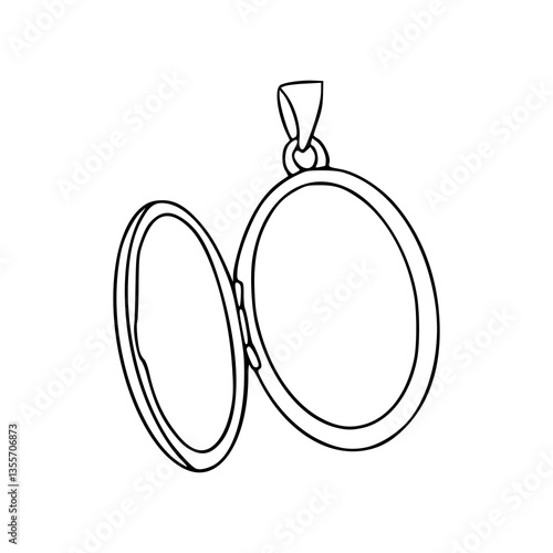 open oval locket outline vector