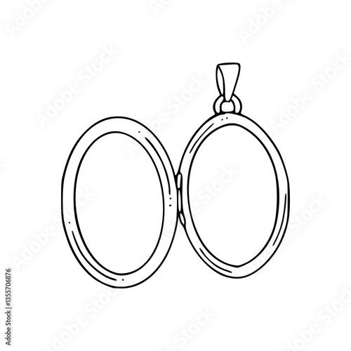 open oval locket outline vector