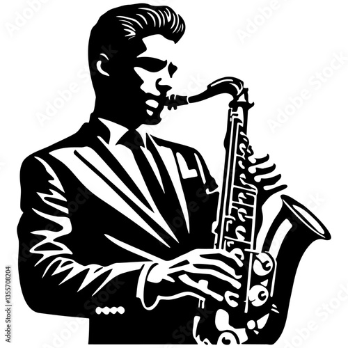 Man Play Saxophone Illustration.