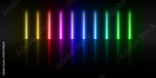 colorful light bar shines on the dark background.
