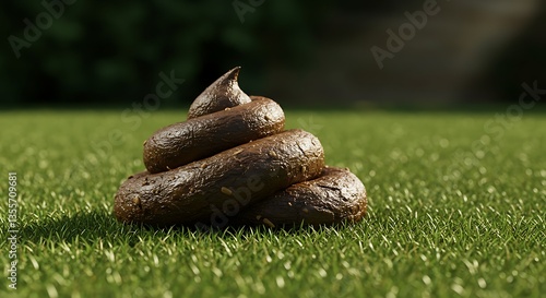 Pile of Poop on Grass Outdoor Rendering Humor Funny Concept