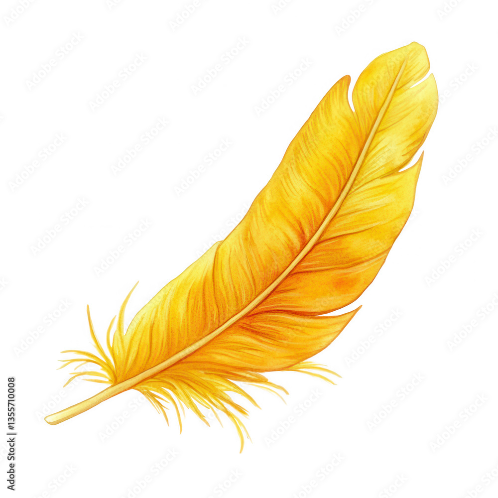 Fototapeta premium a vibrant yellow feather with intricate details and soft textures showcasing the beauty of nature the feather's bright color and delicate structure evoke a sense of lightness and creativity