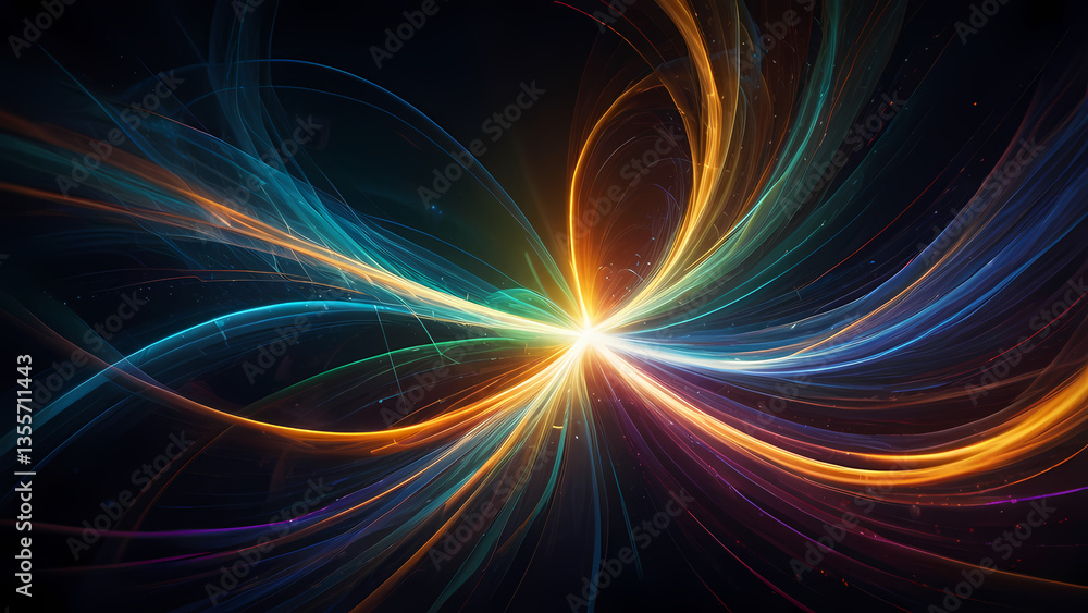 Naklejka premium Vibrant Abstract Light Trails Background