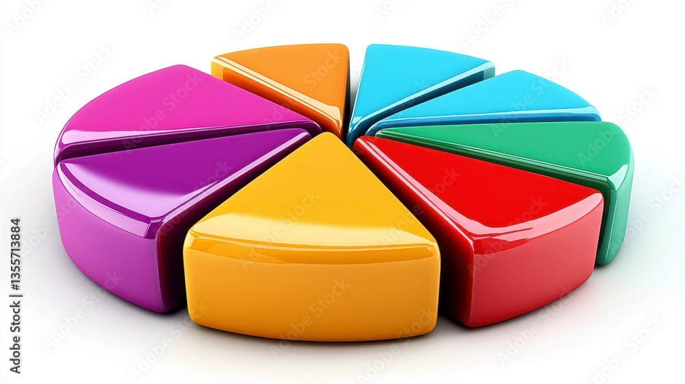 Obraz premium Colorful 3D Pie Chart Data Visualization