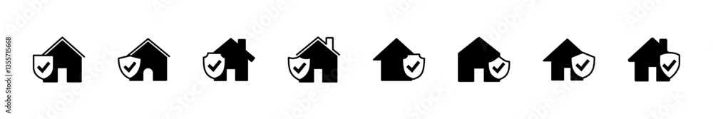 Fototapeta premium House insurance icon set. house protection icon.