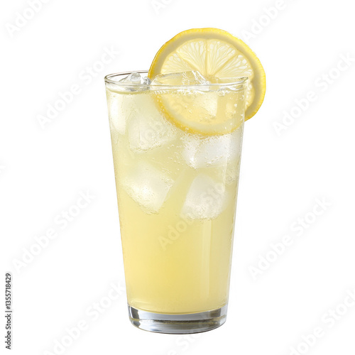 a refreshing glass of lemonade filled with ice garnished with a lemon slice perfect for quenching thirst on a warm day