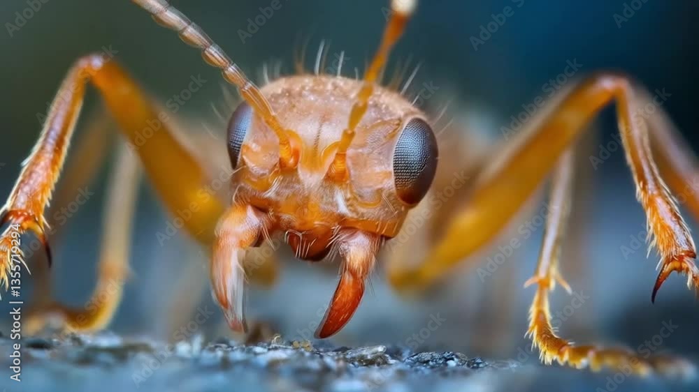The close-up of the ant revealed its intricate features, showcasing its tiny legs and antennae in stunning detail. The close-up of the ant revealed its intricate features, showcasing its tiny legs and antennae in stunning detail.