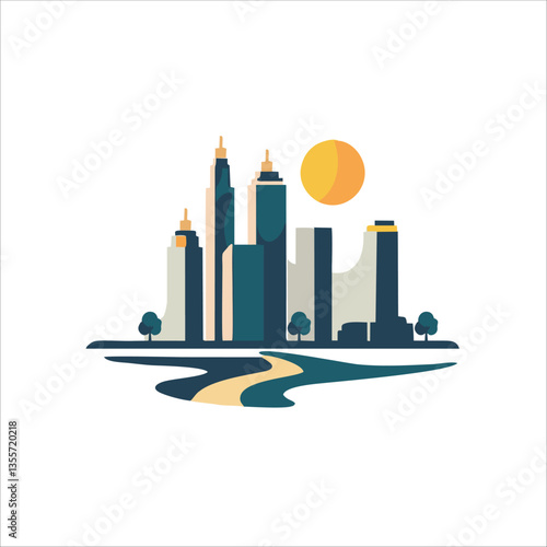 City icon logo with vector illustration