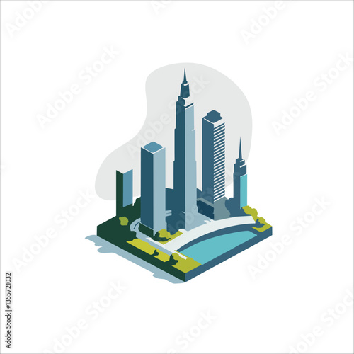 City icon logo with vector illustration