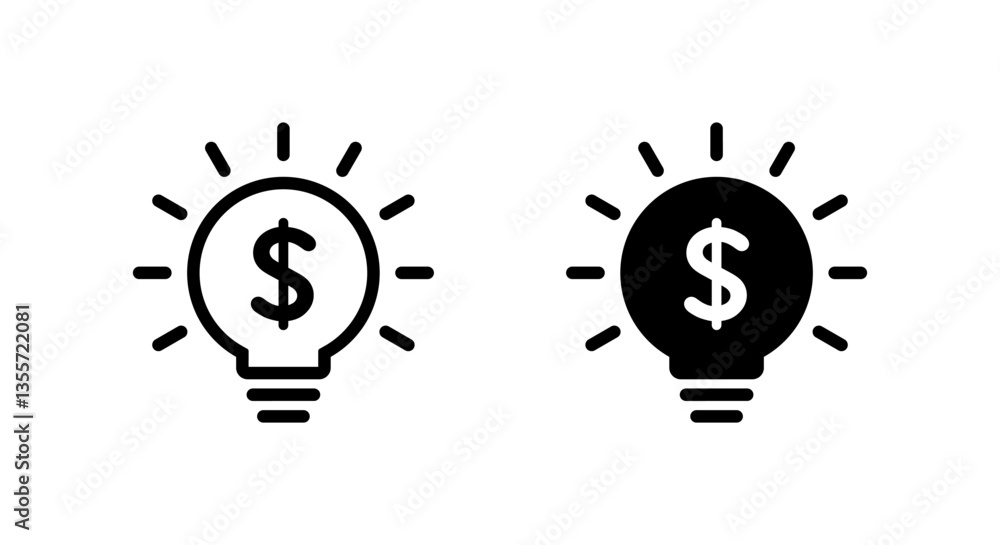 Light bulb dollar icon. Money idea concept
