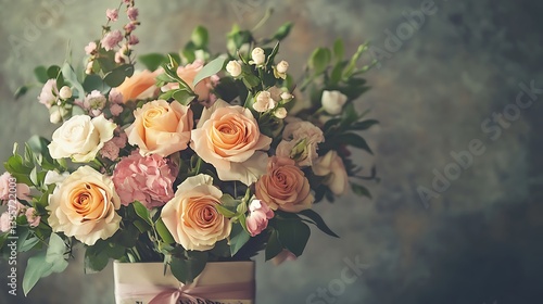 A beautiful bouquet of fresh roses and other floral arrangements