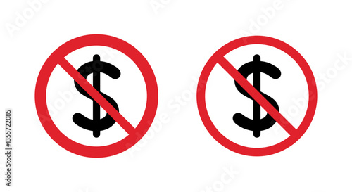 No dollar sign icon. USD currency ban symbol. Cash prohibition concept