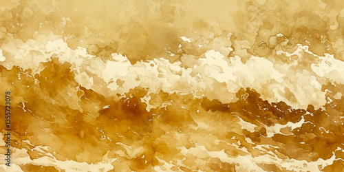 Abstract Watercolor Ocean Wave Texture in Warm Earth Tones