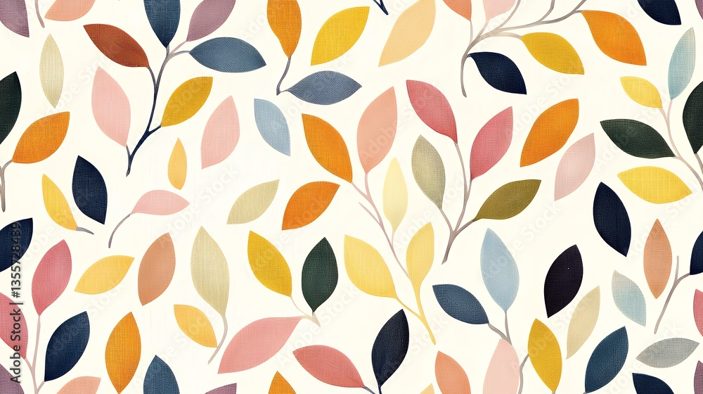 Colorful Autumn Leaf Pattern Seamless Texture Background Colorful Autumn Leaf Pattern Seamless Texture Background