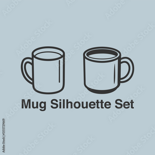 Coffee cup icon vector illustration with empty ceramic mug in black and white