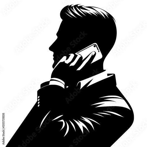 Man in suit answering phone symbolizing business scam