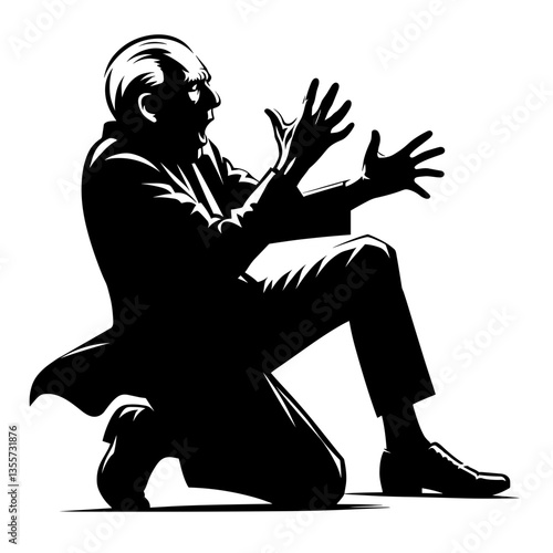 Elderly man in despair after phone scam loss silhouette
