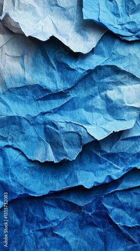 Wallpaper Mural Abstract blue and white crumpled paper art with layered texture and jagged edges, creating visual depth. Torontodigital.ca