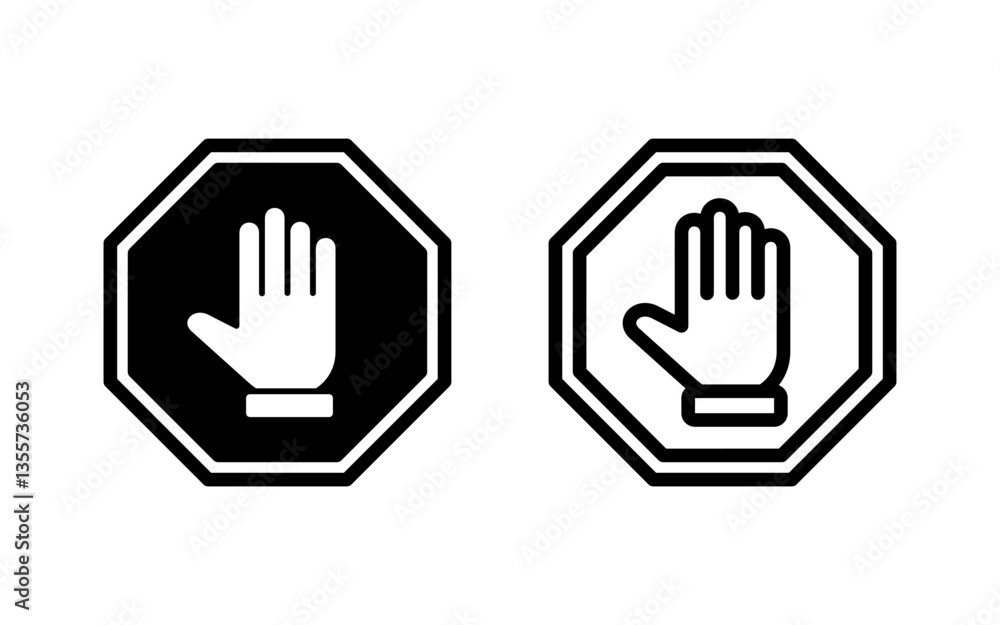 Stop icon vector illustration. stop road sign. hand stop sign and symbol. Do not enter stop red sign with hand Stop icon vector illustration. stop road sign. hand stop sign and symbol. Do not enter stop red sign with hand