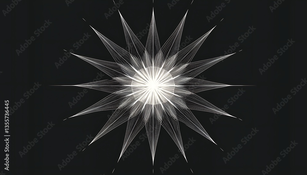 Obraz premium Geometric line art a star, minimalist design representing celestial beauty