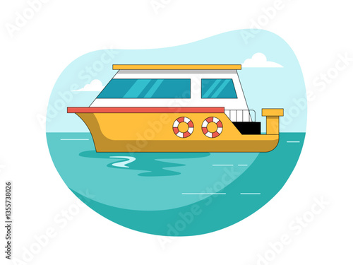 Yacht on ocean illustration. Yacht illustration. Flat vector illustration concept.