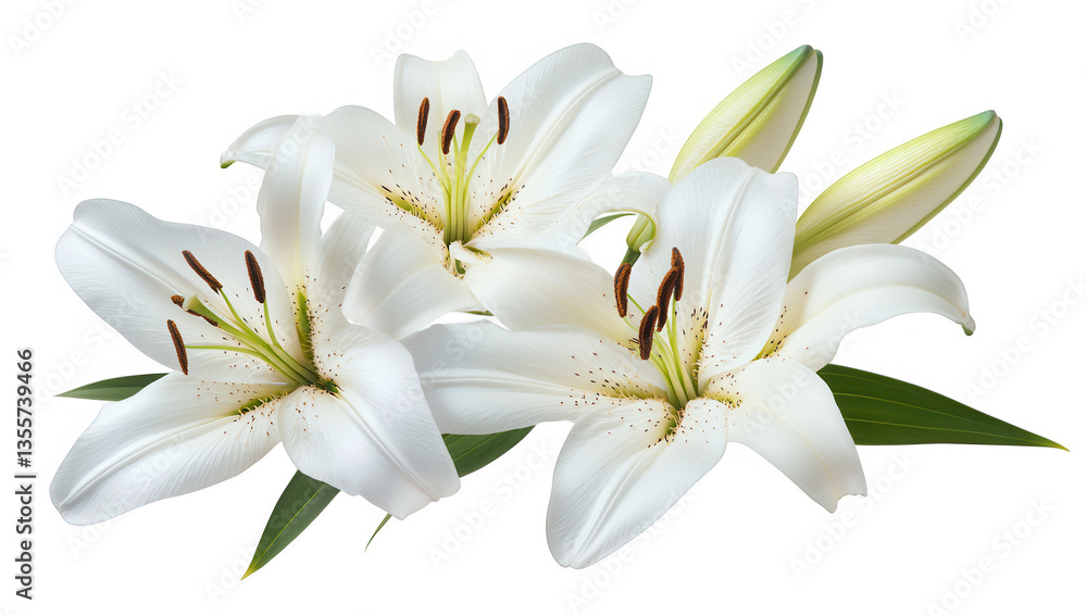 Fototapeta premium a beautiful arrangement of white lilies showcasing their elegant petals and delicate features perfect for decoration or gifting
