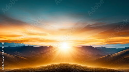 Wallpaper Mural Majestic Sunset Panorama  Golden Hour Mountain Landscape Torontodigital.ca