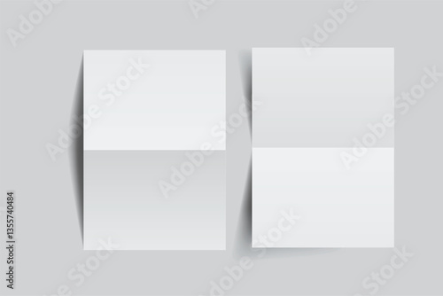 Open Leaflet, bi fold mockup template .Blank paper, thank you card, notecards, note paper, greeting card, wedding invitation, postcard, brochure or any creative work for presentation of your design
