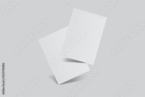Open Leaflet, bi fold mockup template .Blank paper, thank you card, notecards, note paper, greeting card, wedding invitation, postcard, brochure or any creative work for presentation of your design
