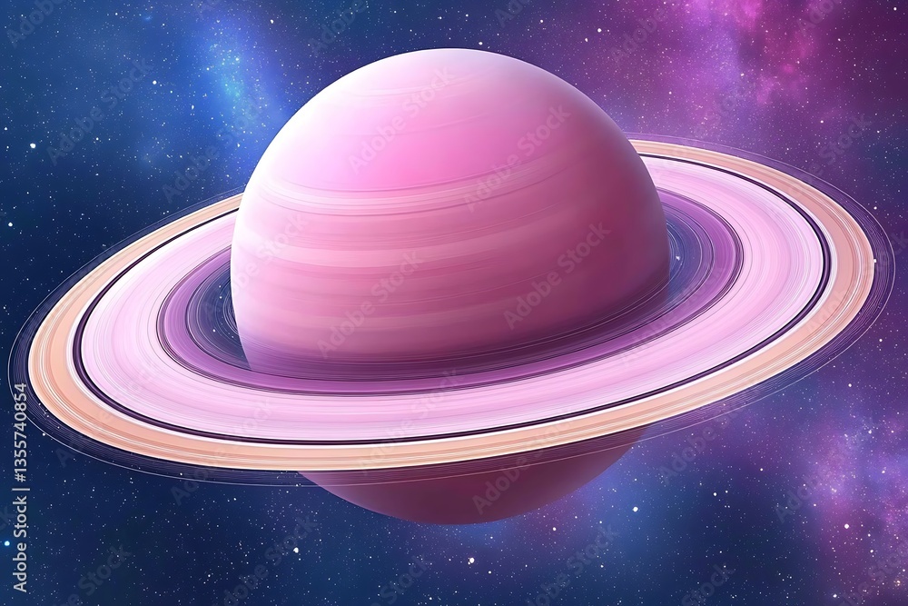 Pink Planet with Rings in Space. Pink Planet with Rings in Space.