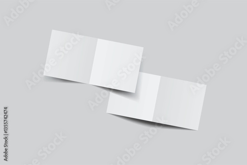 Square open Leaflet, bi fold mockup template .Blank paper, thank you card, notecards, note paper, greeting card, wedding invitation, postcard, brochure or creative work for presentation of design
