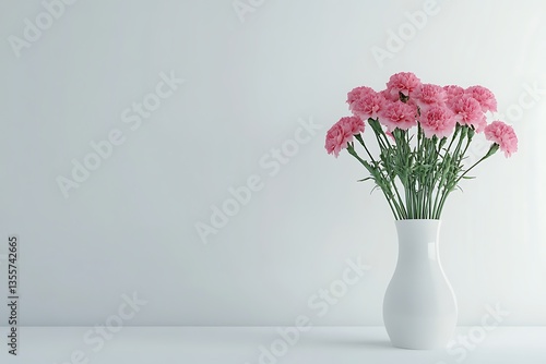 Wallpaper Mural Pink carnations in a white vase against a plain white background, perfect for decor Torontodigital.ca