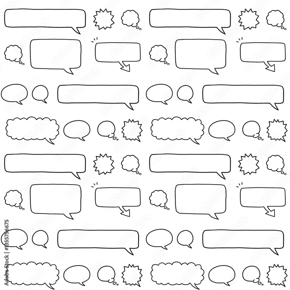 Obraz premium シンプルな吹き出しのパターン 手描きイラスト・手書き文字の素材