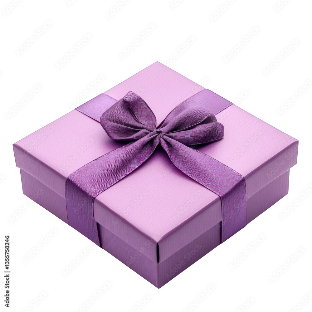 Obraz premium a beautifully wrapped purple gift box adorned with a matching ribbon perfect for special occasions such as birthdays or celebrations its elegant design adds a touch of charm to any gifting experience