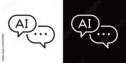 AIとの会話のシンプルなラインアイコン