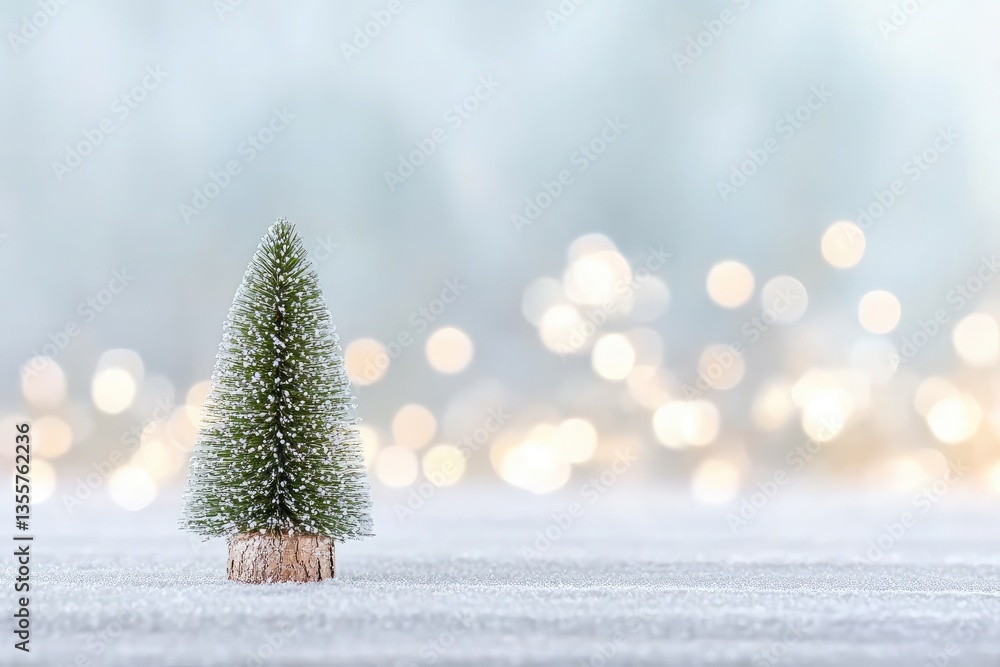 Obraz premium Mini Christmas Tree on bokeh Background with copy space