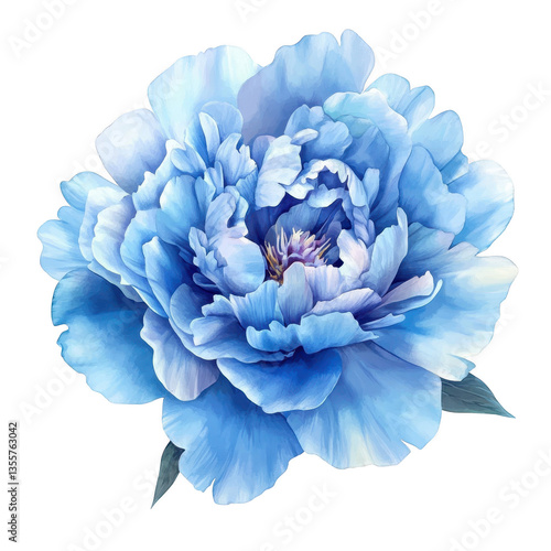 Fototapeta Naklejka Na Ścianę i Meble -  a beautifully rendered blue peony flower showcasing intricate petals and delicate details ideal for floral design art projects or nature-themed decor