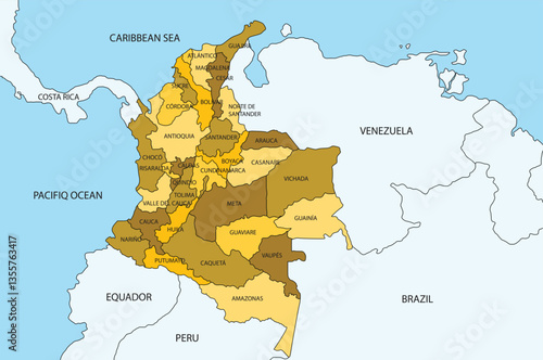Colombia maps yellow vector design illustration