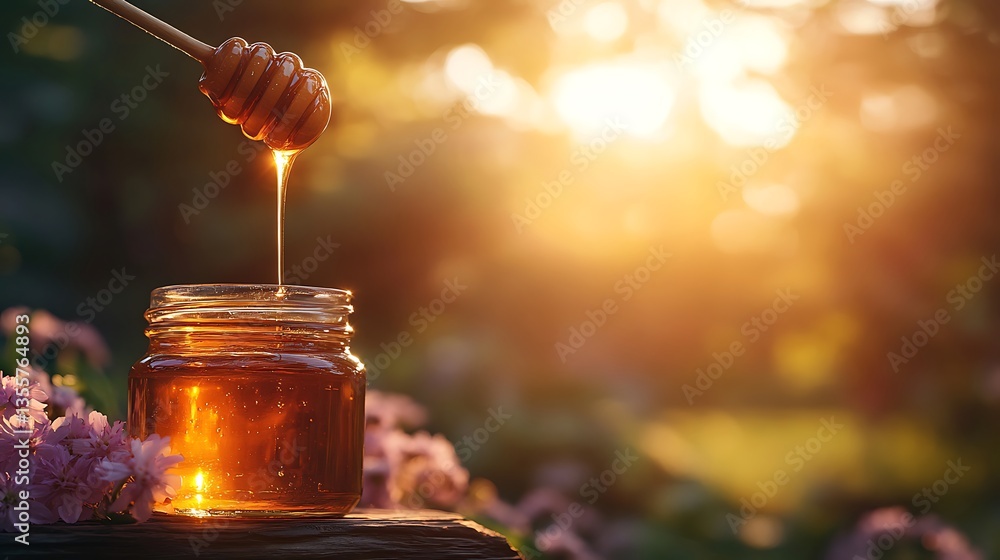 Golden Honey Drizzle at Sunset. Golden Honey Drizzle at Sunset.