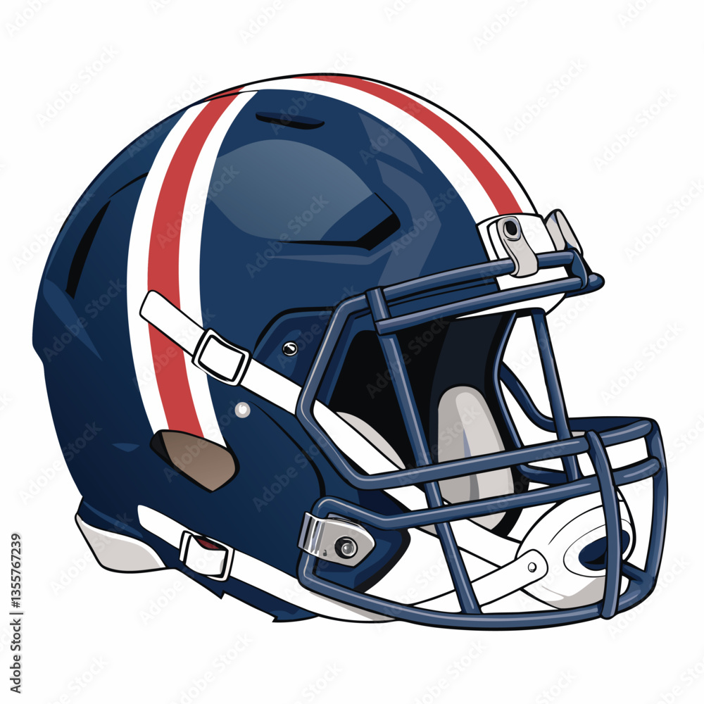 Create a cartoonish illustration of a football helmet using bold, black strokes and vibrant primary colors. Emphasize strong lines and simple shapes. Create a cartoonish illustration of a football helmet using bold, black strokes and vibrant primary colors. Emphasize strong lines and simple shapes.