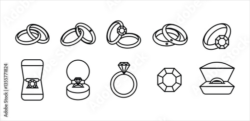 Wedding Ring Icon Set